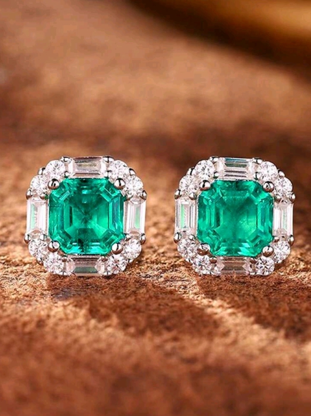 White Rhodium Tourmaline Halo Earrings